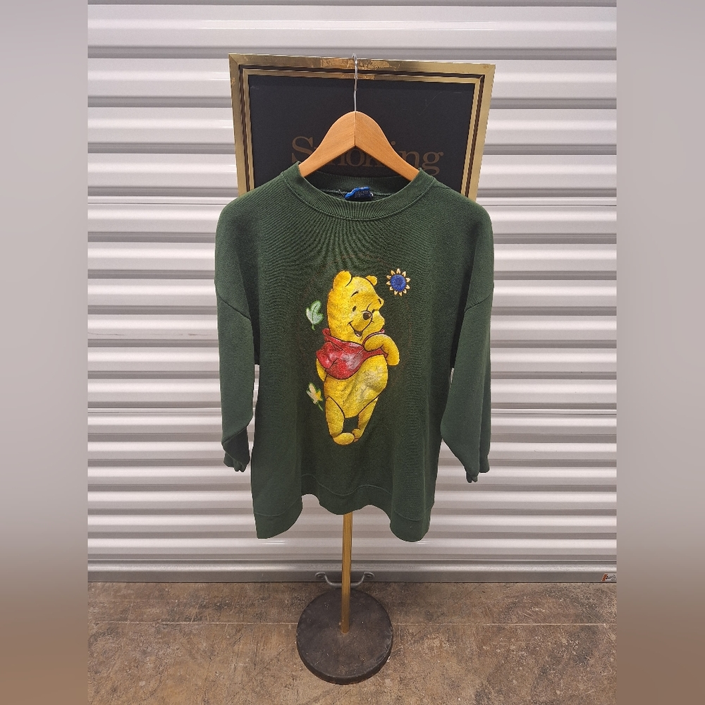 Vintage 90s Disney Winnie The Pooh Green Crewneck Sweatshirt XL